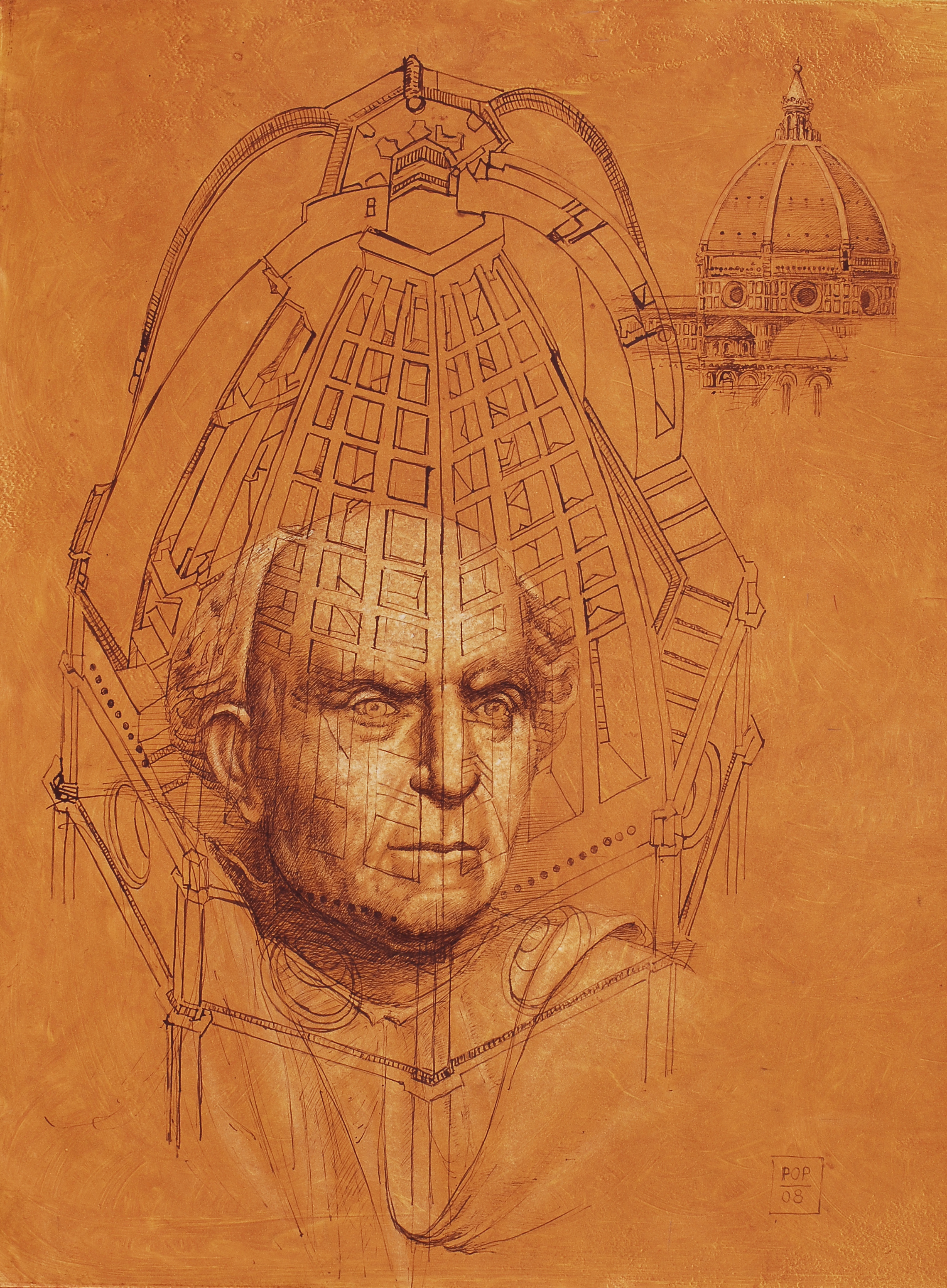 FILIPO BRUNELLESCHI, 2008. Pen drawing 63x47cm.