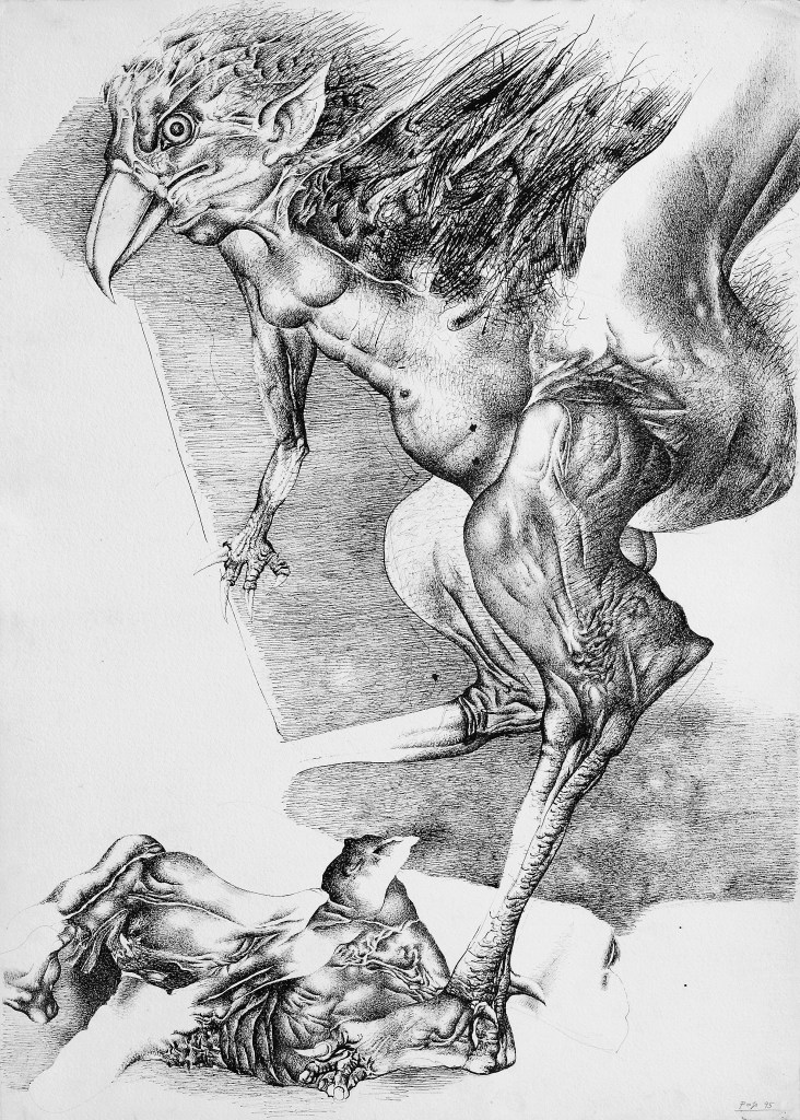 TERRORS OF WAR, 1995. Pen drawing 106x75.5cm.